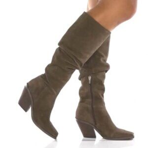 Vince Camuto Alimber Scrunch Knee Boot Sable Suede Western Boots Size 6